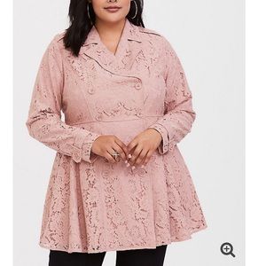 PINK LACE TRENCH COAT